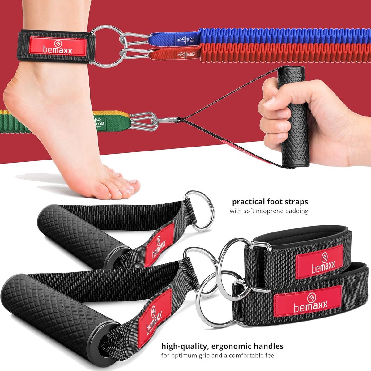 Pull up station Weerstandsbanden Fitness - Trainings eBook - Expander Tubes - Elastische Workout Power Weerstand Banden - 5 Elastiek Handvatten Deuranker Enkelbanden - Krachttraining Gym Pull up station
