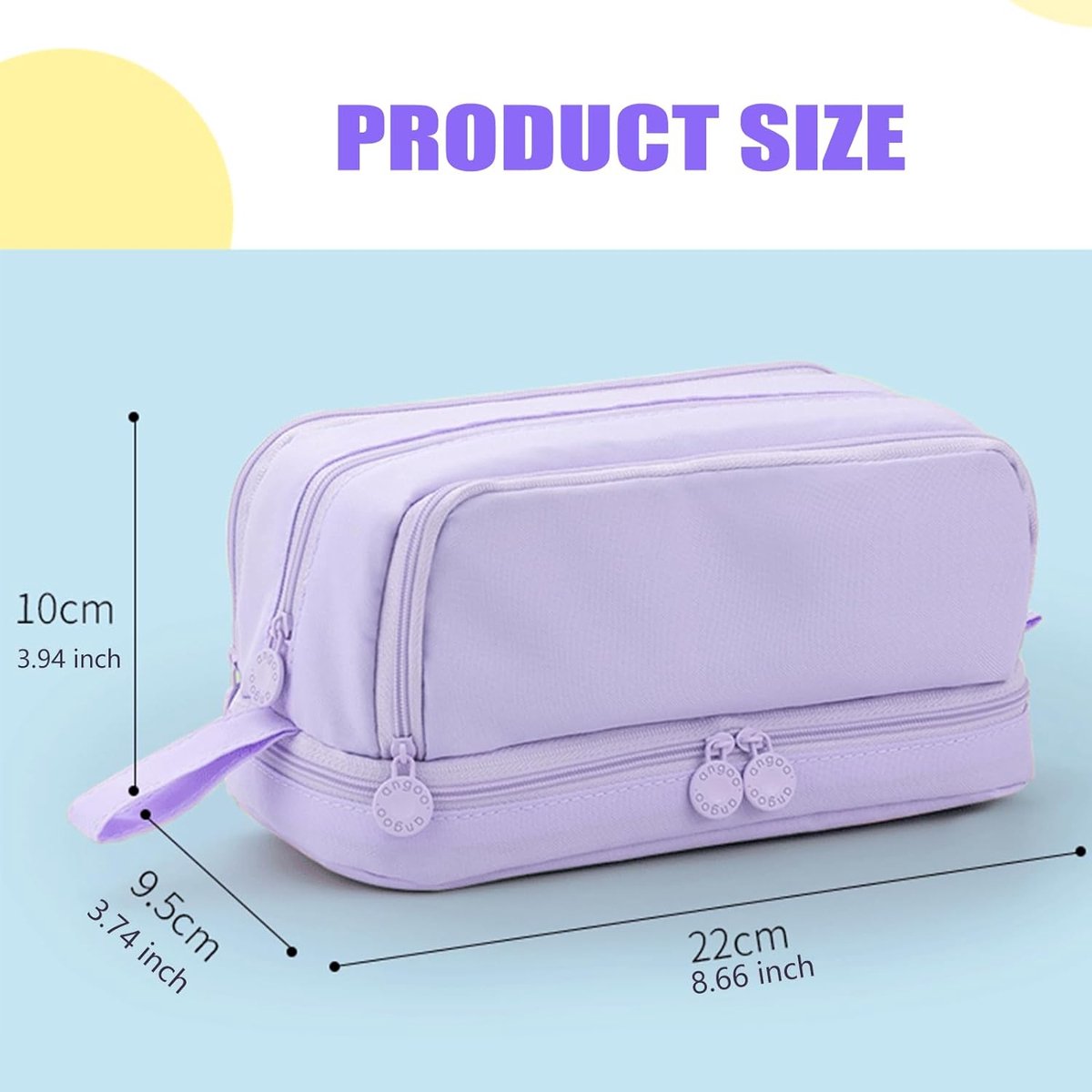 Large pencil case with 3 compartments for sorting stationery, pencil case for girls, pencil case for teenagers and pencil case, practical handheld design (purple),