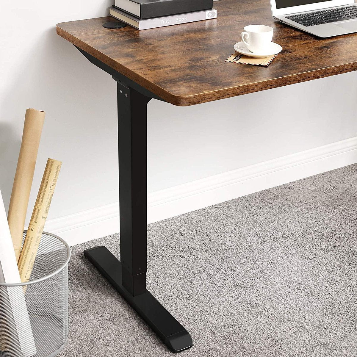 Zit-Stabureau - Elektrisch - Tafel - Hoogte en Lengte Verstelbaar - 140 x 70 x (73-114) cm - Vintage