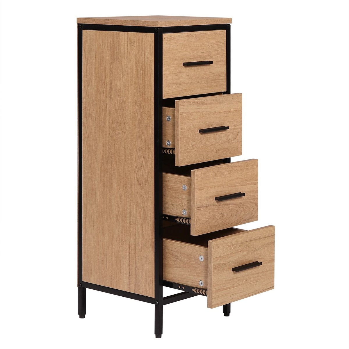Commode - Commode met 4 lades - Badkamerkast - Woonkamerkasten - Vrijstaand - Smal hoog model