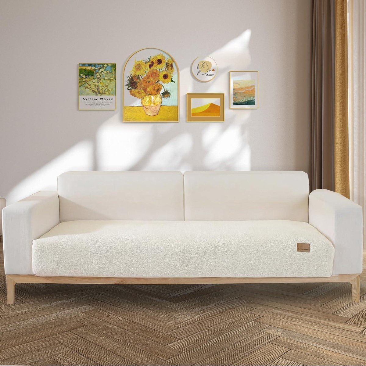 Bankhoes stretch 3 zitsbanken - Sofahoes hoezen - hoekhoes - 1-2-3-4-zitsbank - L-vormige - fluwelen - bankbescherming - antislip - hoes - chaise longue - wasbaar - sectionele bank - Beige - 70 x 180 cm - Rechthoekig