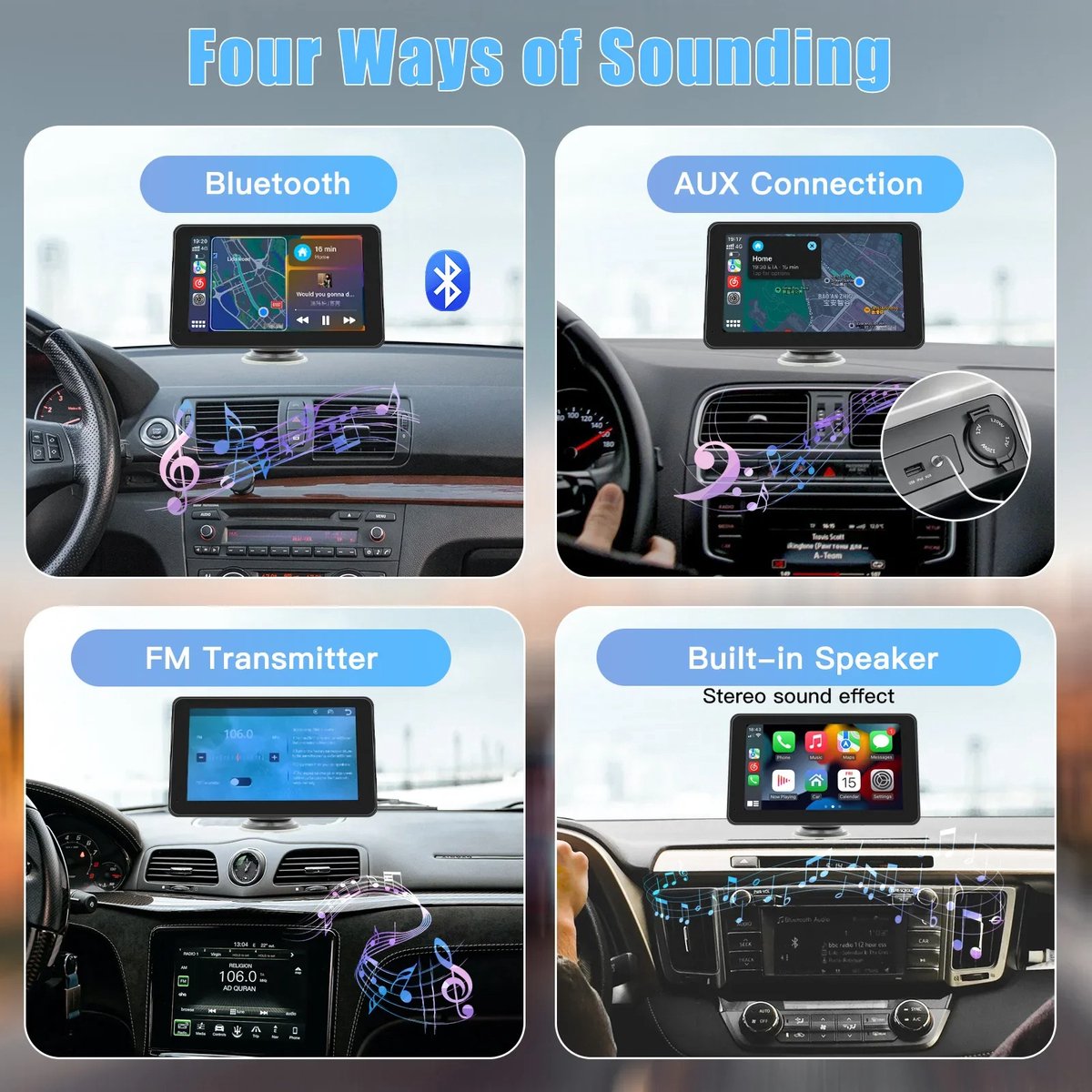 7 inch Scherm geschikt voor Apple Carplay en Android Auto - Draadloos Autoradio Dongle - Bluetooth Multimedia Speler