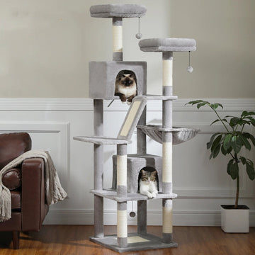 Luxe Krabpaal Voor Katten - Krabpaal Voor Grote Katten - Kattenspeeltjes - Katten - Luxe Multi-level Krabpaal - Donkergrijs - Hoogte 180 cm