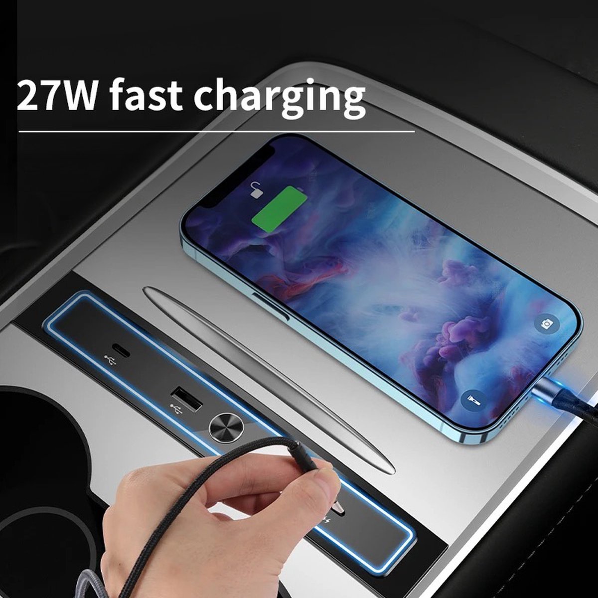 Tesla Model Y en Model 3 USB Hub 4-in-1: Premium Accessoire voor Nederland & België