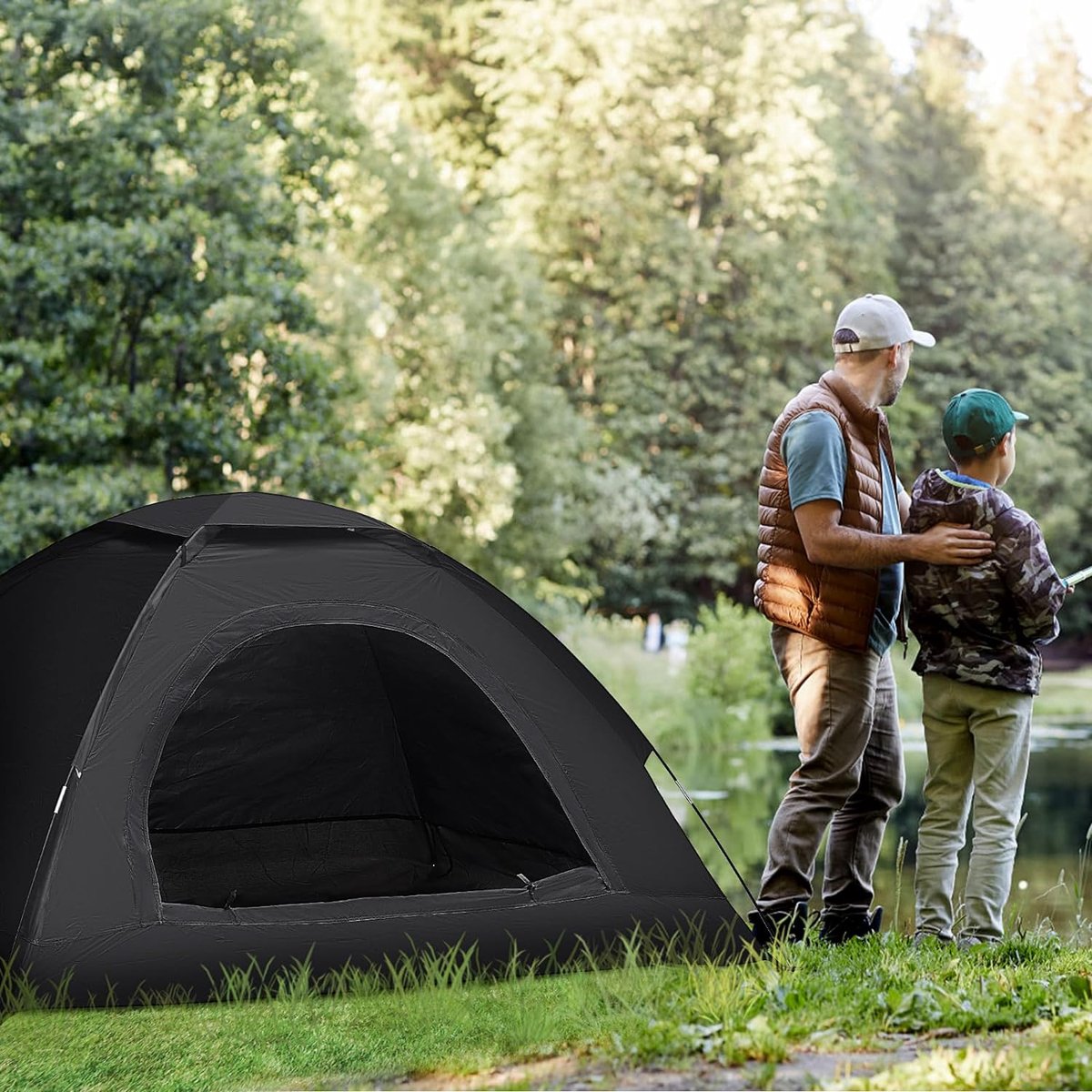 Campingtent, 1-2 personen, waterdicht, winddicht, anti-UV-tent, eenvoudige installatie, strandtent, tent met draagtas, voor buitenfamilie, vloeibare reistent