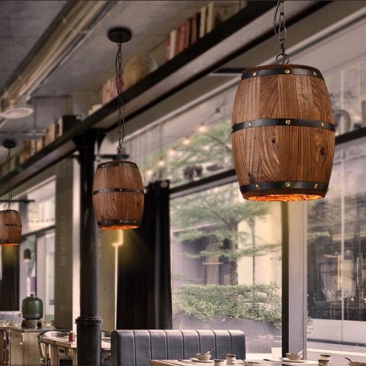 YWXLight Vintage vat kroonluchter creatieve houten wijnvat verlichting gepersonaliseerde Cafe Bar lamp