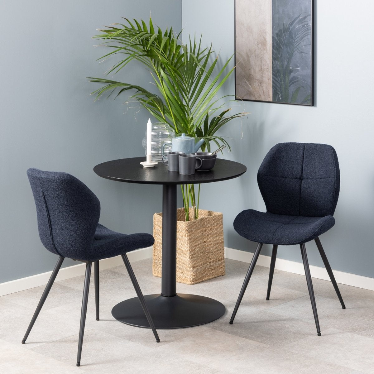 Eettafel Heeze - MDF - Zwart - Ø 80 cm en 75 cm hoog - Rond - Eetkamertafel - Keukentafel