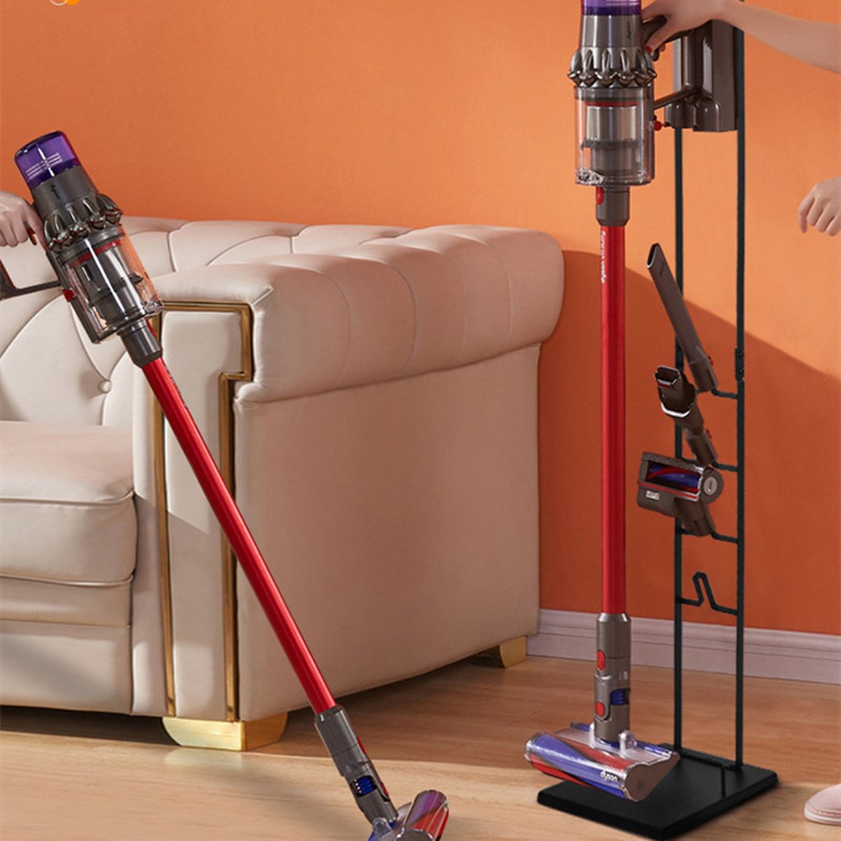 TDR - Vacuum Cleaner Storage Rack - Holder - Suitable for Dyson V6 V7 V8 V10 V11 V12 V15 - Black