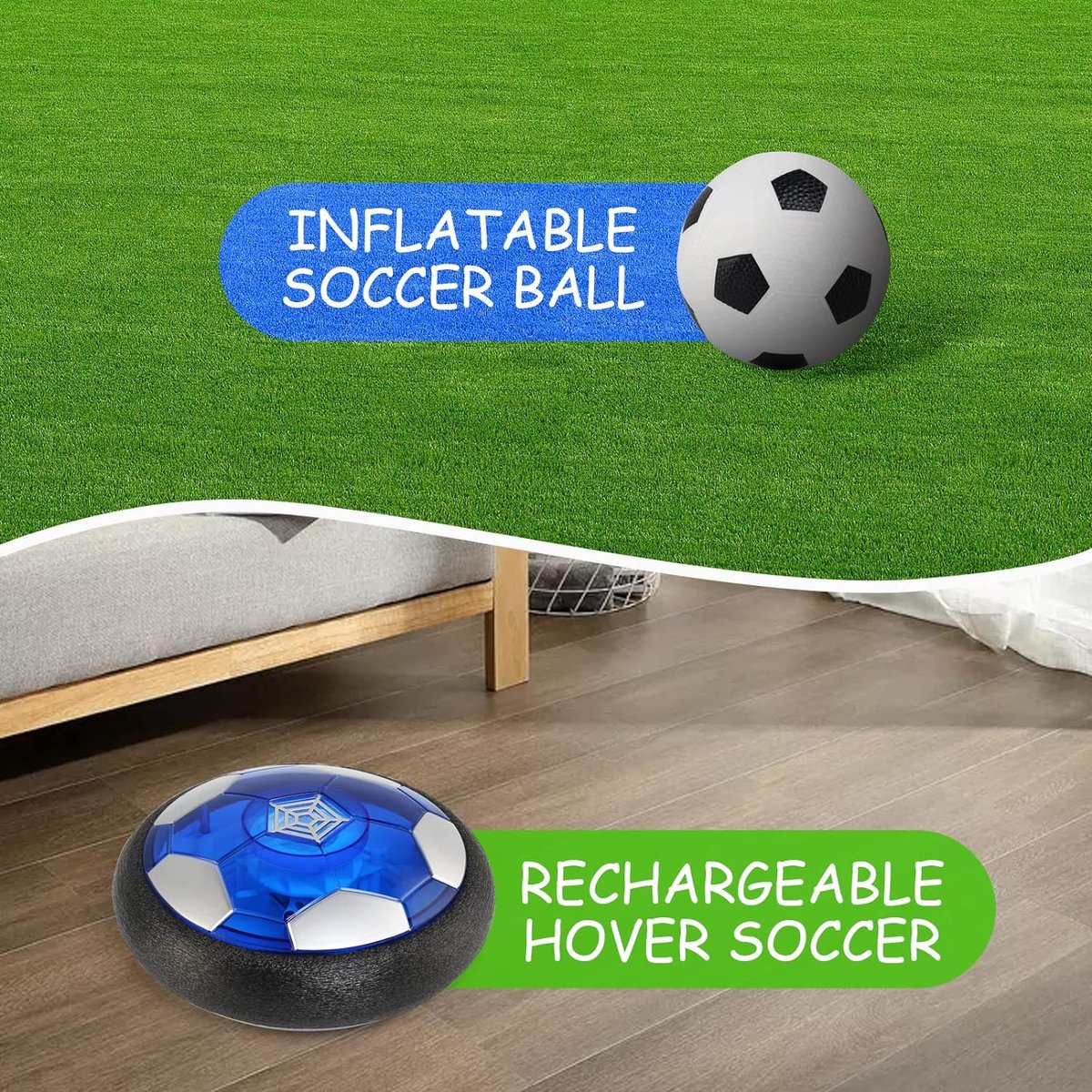 Hover Soccer - Set - Rechargeable - LED Light - Air Soccer - Hover Football - Air Football - Indoor Toy - For Kids - Football