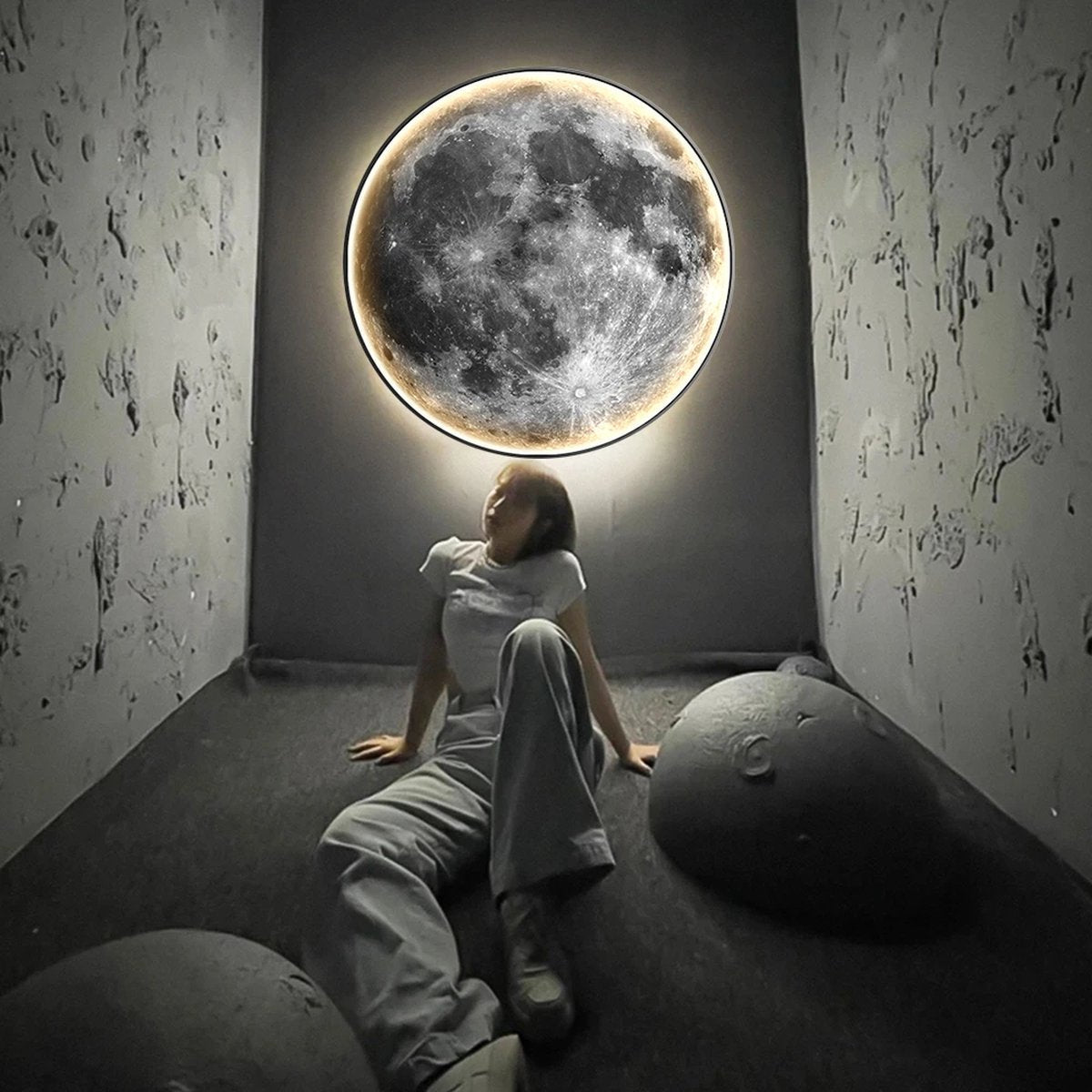 Iralan - Moon Wall Lamp - Ø 60 cm - Dimmable With Remote Control - Bedroom Lamp - Living Room Lamp - Modern Lamp - Led Lamp - Led Ceiling Lamp