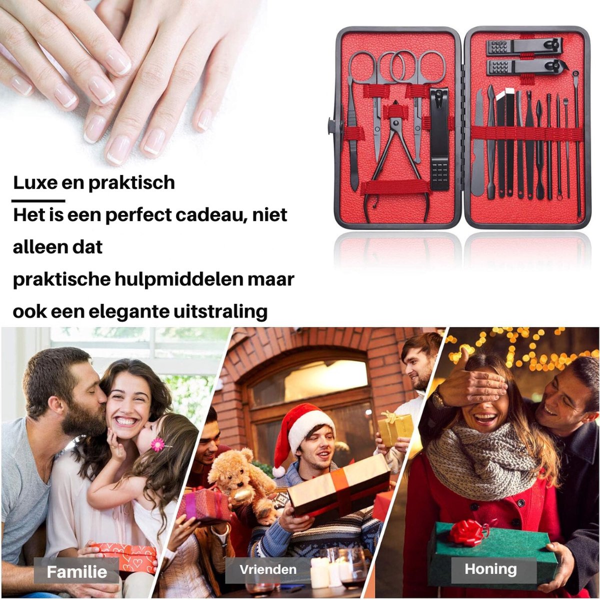 Pedicureset - Elektrische Nagelfrees - Nagelverzorging - 18-Delig - Met Opbergtas - RVS - Groen