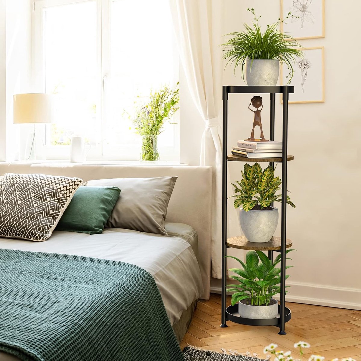 4-Tier High Metal Plant Stand Indoor Outdoor, Plantenrek, Hoek Plantenstandaard, Display Rek, Roestvrij IJzeren Bloempothouder, Rek voor Patio, Balkon, Tuin