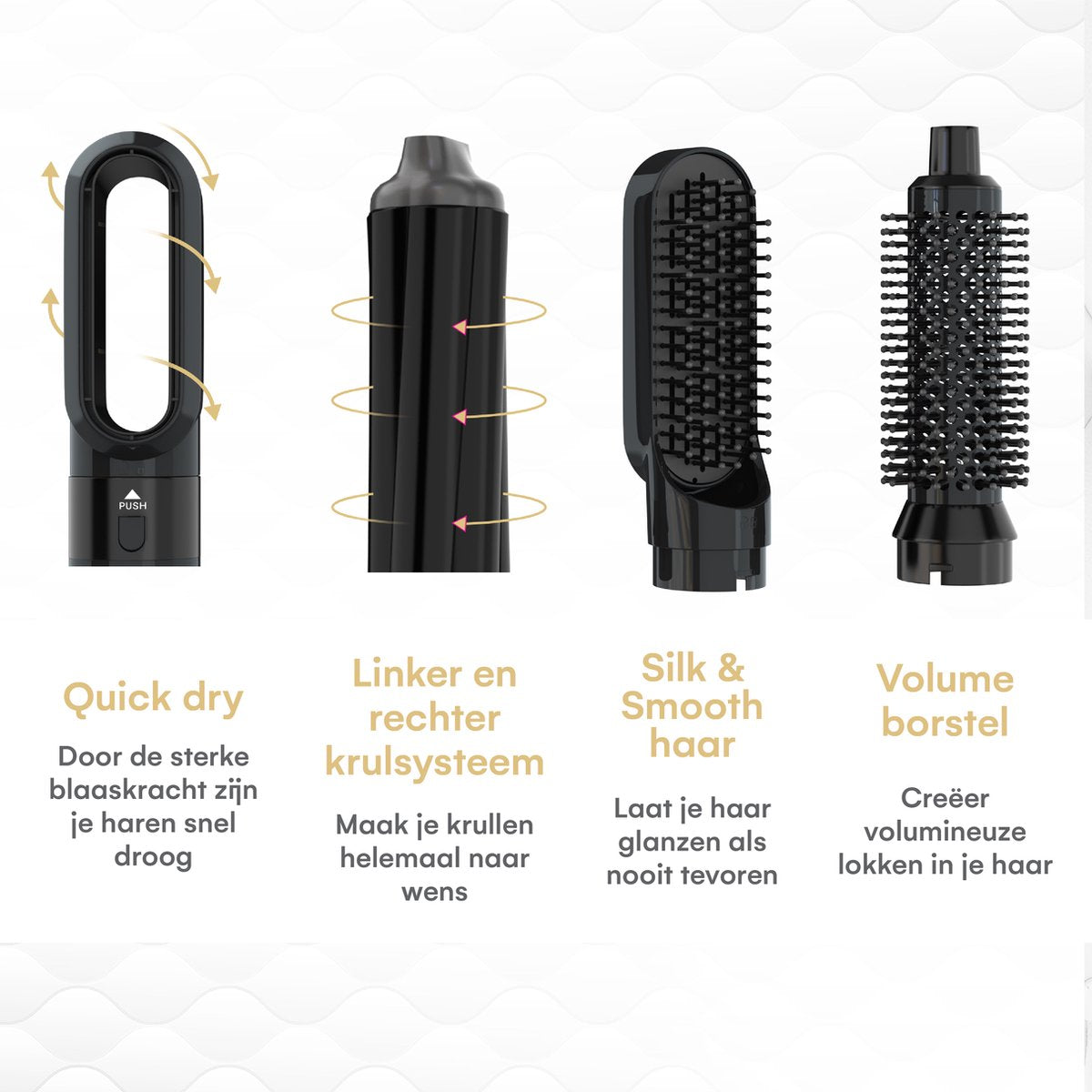 VENEUX® Föhnborstel - Airstyler - Krulborstel - Krultangen - 5-in-1 Multistyler - Zwart