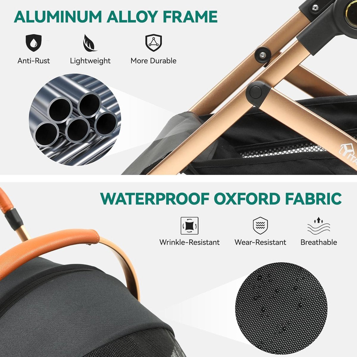 3-in-1 dog buggy up to 20 kg foldable for small dogs and cats - Foldable pram (black)