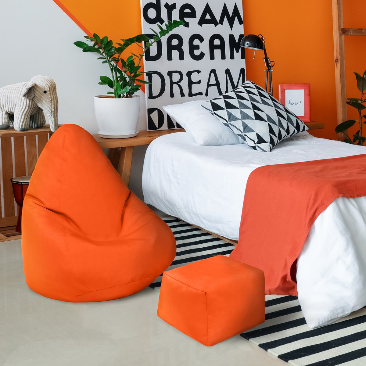 Bean Bag - High Back Kids Bean Bags - Children's armchair - Bean Bag Kids Playroom - Durable Gaming Bean Bag Chair with footrest - Indoor & Outdoor Bean Bag Lounge
