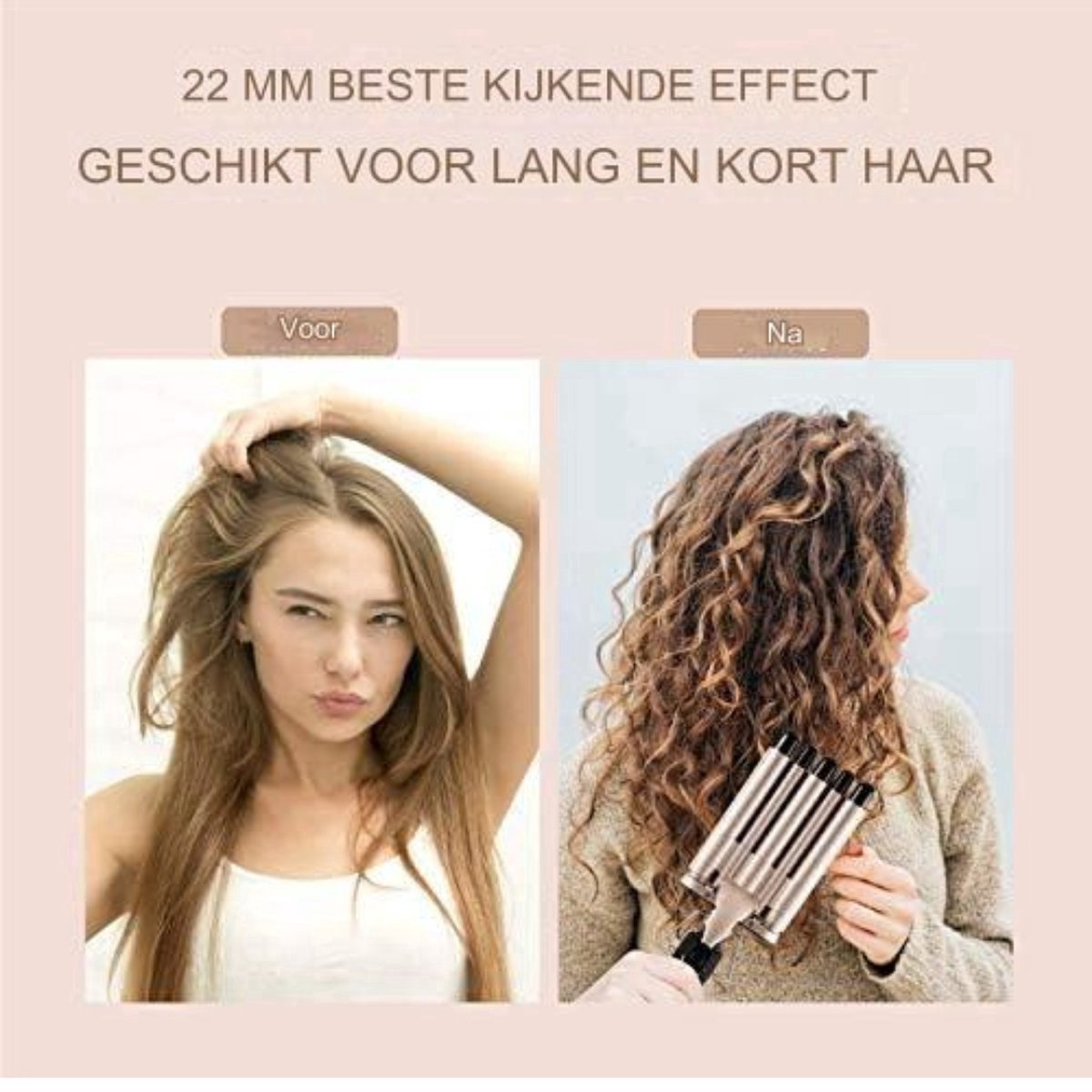 Curling iron - 5 Barrel Curling Iron - Wavy Hair Device - Ceramic - Gold - Beauty - Hair Straightener - Simple