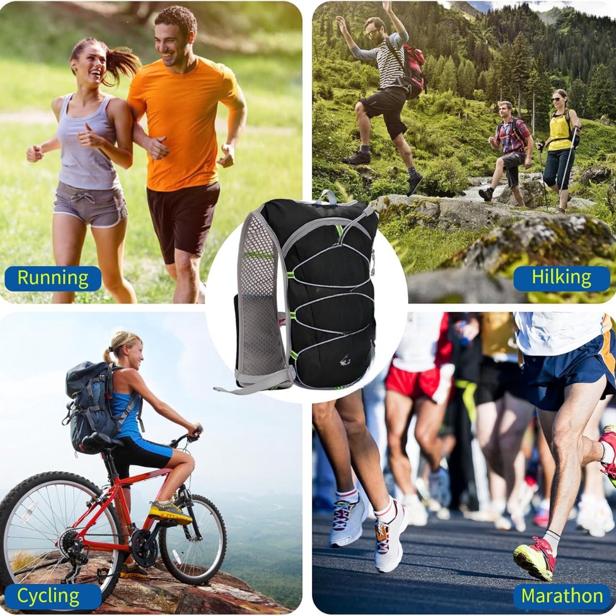 Hydratatievest - Hydratatievest Hardlopen - Waterzakvest - Waterrugzak - Hydratatiepack - Voor Hardlopen, Marathons, Wandelen, Fietsen