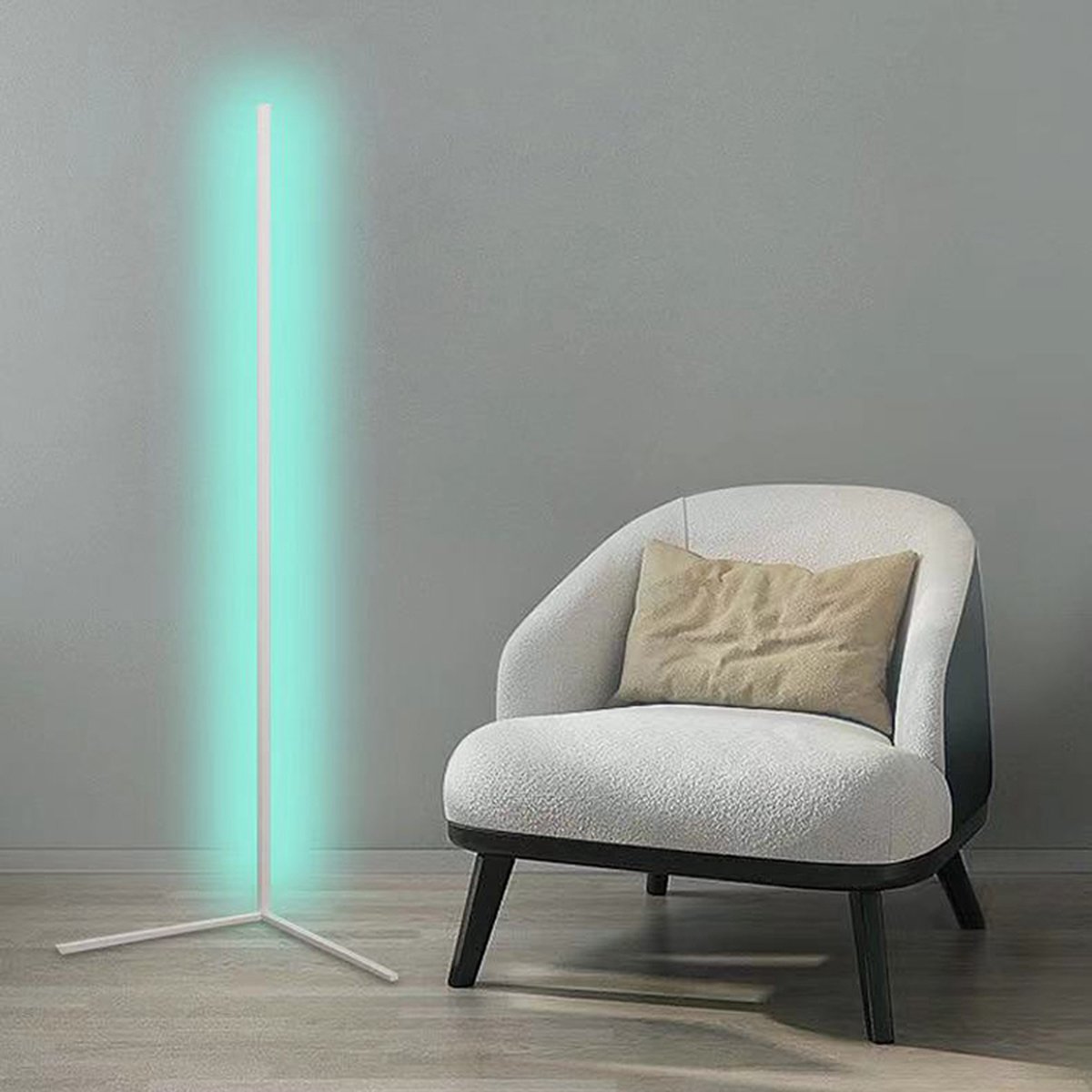 TULITE Moderne LED Vloerlamp RGB - App en afstandsbediening - Sfeerverlichting - Hoeklamp - Staanlamp - Led Verlichting Strip - Dimbaar - Voor Woonkamer - Kerstcadeau voor vrouwen/mannen - Wit