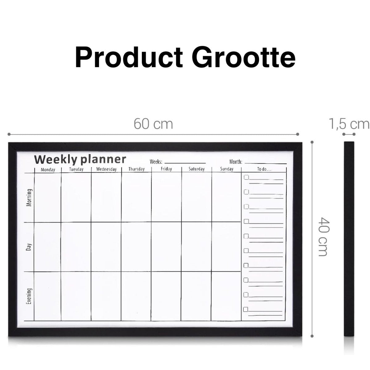 Weekly Calendar 2024 - Planner - Magnetic Whiteboard - Erasable - Including 2 Markers and 5 Magnets - 40 x 60 cm