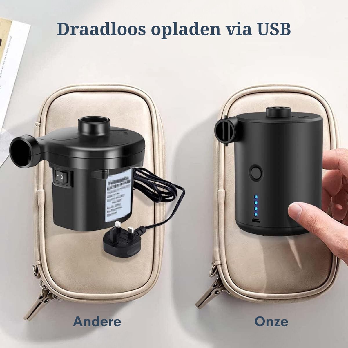 Electric Air Pump - portable cordless pump, small electric compressor, electric pump, mini USB electric air pump with 4000 mAh rechargeable, for swimming pool, camping, air mattress, swim ring, inflatable boat