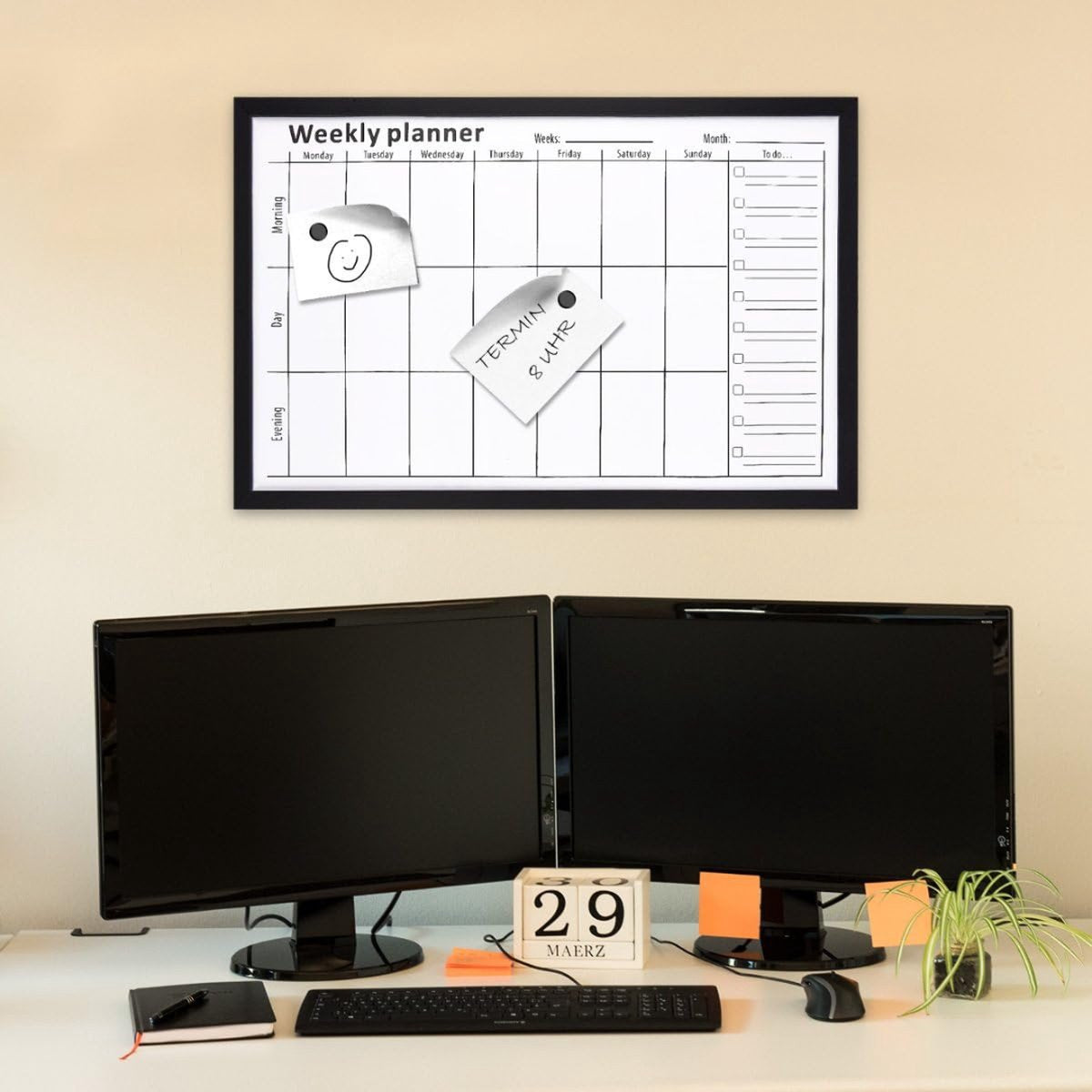 Weekly Calendar 2024 - Planner - Magnetic Whiteboard - Erasable - Including 2 Markers and 5 Magnets - 40 x 60 cm