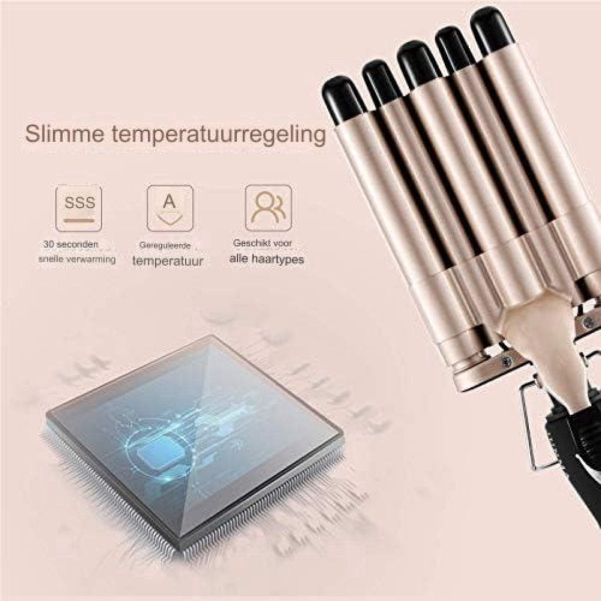 Curling iron - 5 Barrel Curling Iron - Wavy Hair Device - Ceramic - Gold - Beauty - Hair Straightener - Simple