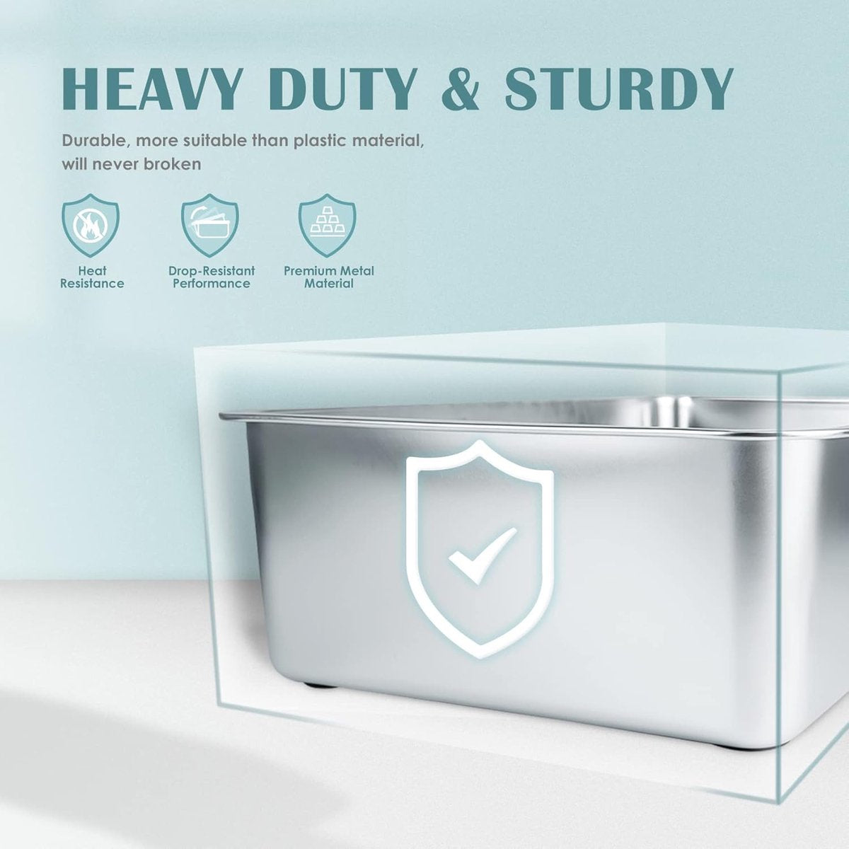 Stainless Steel Cat Litter Box Large (50 x 35 x 20 cm) - Metal Cat and Rabbit Litter Pan - Odor-Free and Stain-Resistant