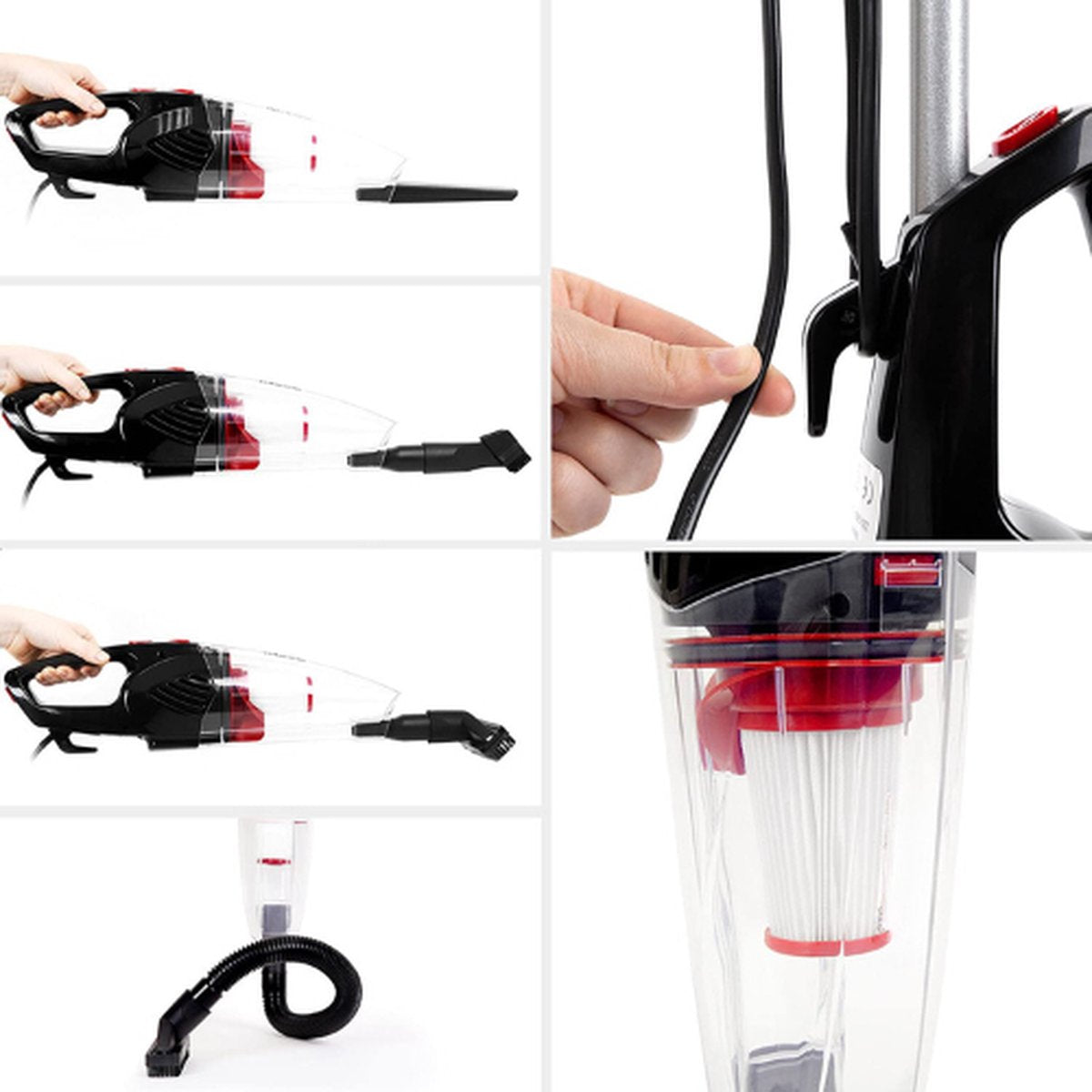 Corded Stick Vacuum Cleaner - 2 in 1 Upright Vacuum and Handheld Vacuum - 4 Attachments Label A+