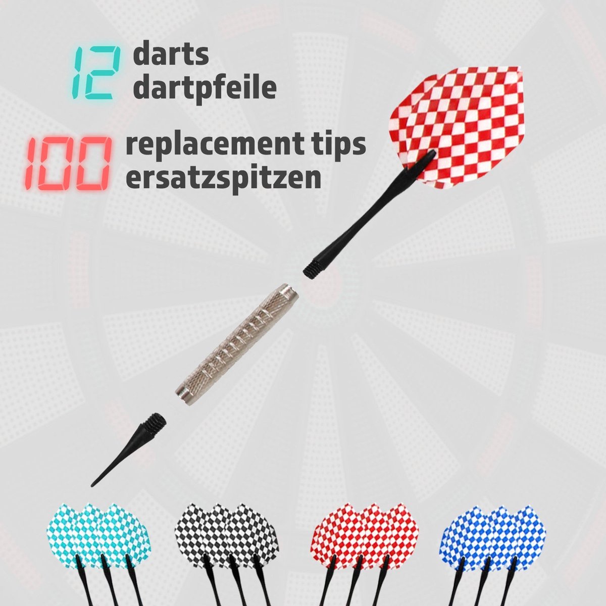Electronic dartboard - 100 game variations - Incl 12 darts