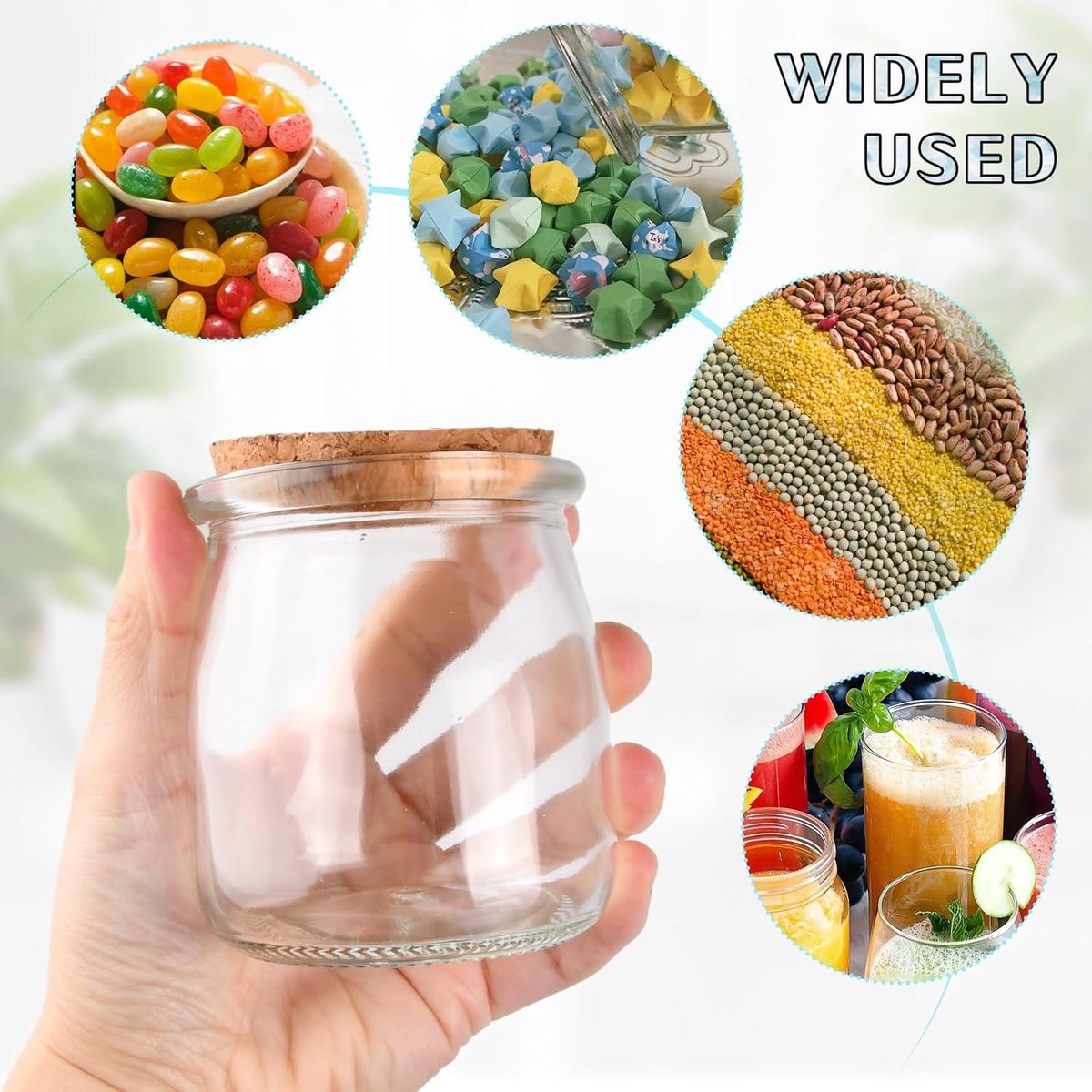 Glass bottles with cork - 10 pieces - 200 ml - small canning jars - jam jars - spice jars - round glass jar - milk glass bottles - pudding jars - storage jars for kitchen - party jam jars with lid