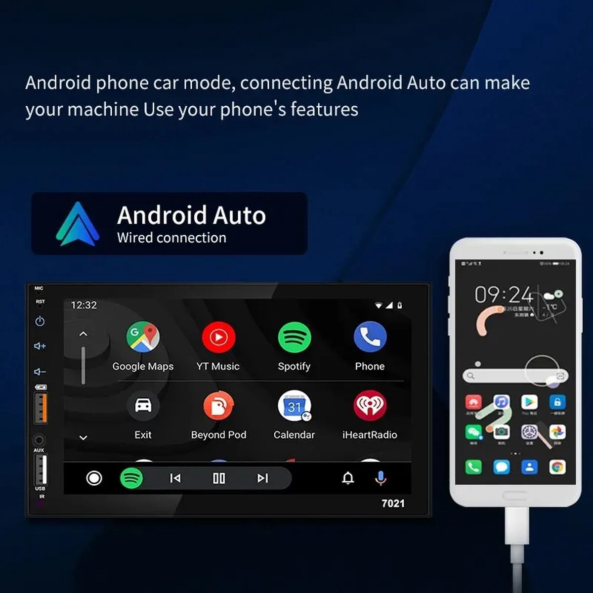 Autoradio 7 inch - 2023 - Apple Carplay (bedraad) - Met Camera - Android Auto - Universeel - Bluetooth - Touchscreen - Autonavigatie / CarPlay