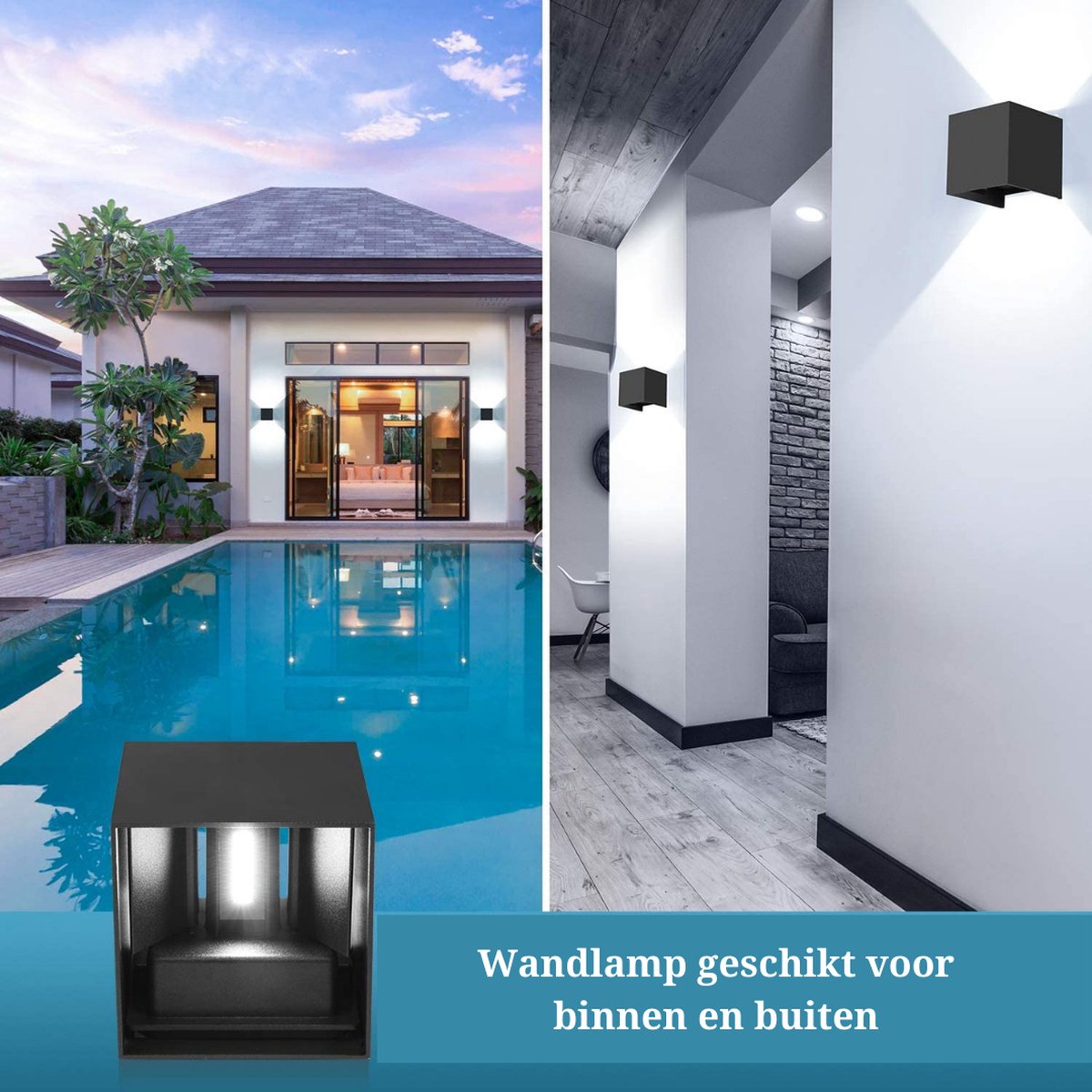 Rechargeable Outdoor Wall Light - Wall Lamp - Rechargeable Lamp - LED Wall Light - Indoor / Outdoor - 12W - 6000K - Warm White Light - Outdoor Lighting - Wall Lighting - LED - Outdoor Wall Lamp - Adjustable Beam Angle - IP65 Waterproof - 1000lm