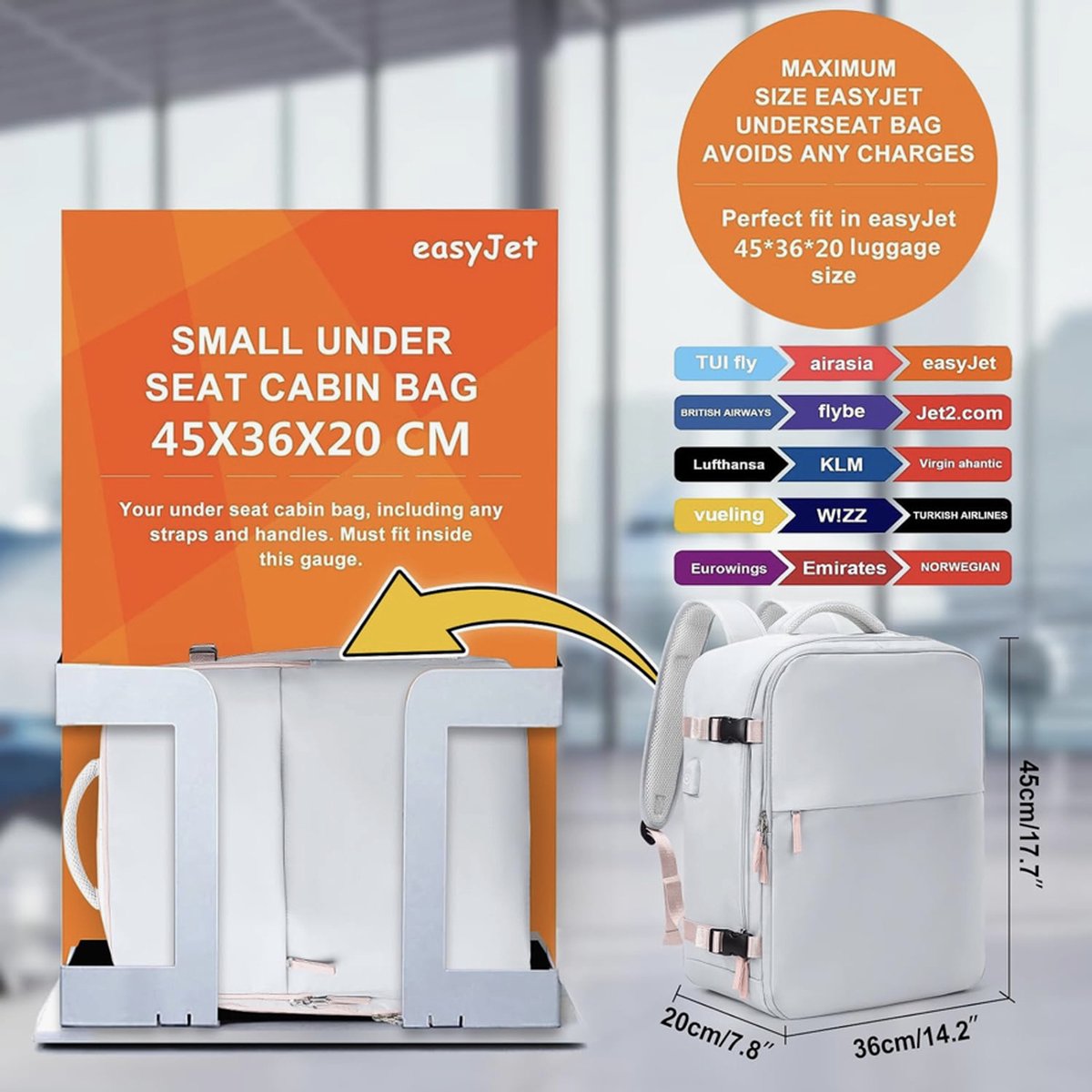 Ryanair cabinebagage 40x20x25 Tas onder de stoel 45x36x20 Nieuwe Easyjet handbagage reisrugzak Cabineformaat rugzak, Handbagage Tas Rugzak Casual dagrugzak Schooltas