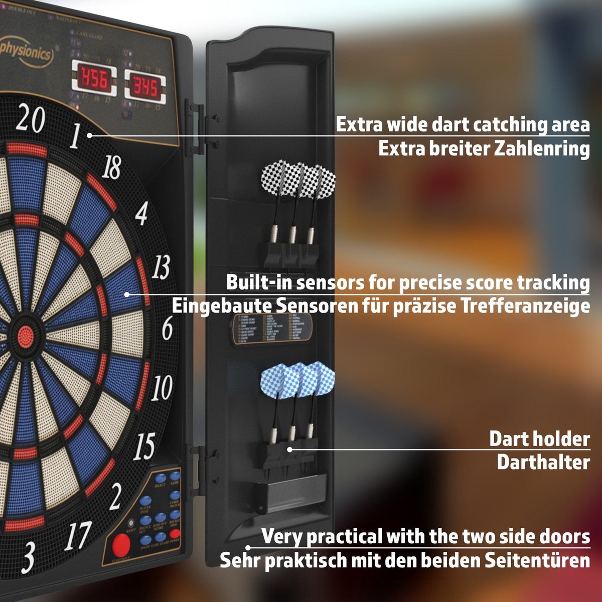 Electronic dartboard - 100 game variations - Incl 12 darts
