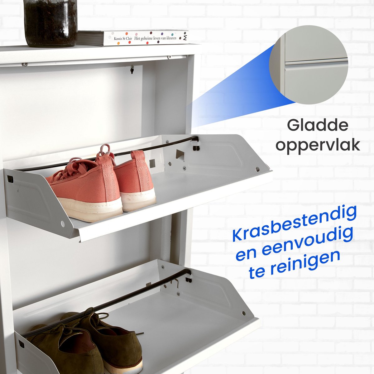 VEEHAUS® - Griffin - Praktisch Schoenenrek - Schoenenrek Grijs - Schoenenrek met 4 Niveaus - Schoenenkast Grijs - Schoenenrek metaal industrieel - Metaal - 50 x 137 x 15 cm - Grijs