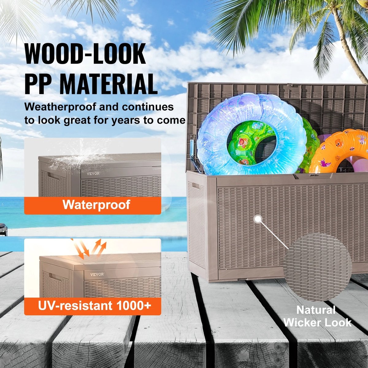 Storage Box Cushions - Storage Box With Lid - Outdoor - Waterproof - Padlock - Storage Box - Garden Cushion Box - Storage Basket - 550L - 143x67.5x60.5cm - Garden Furniture Set