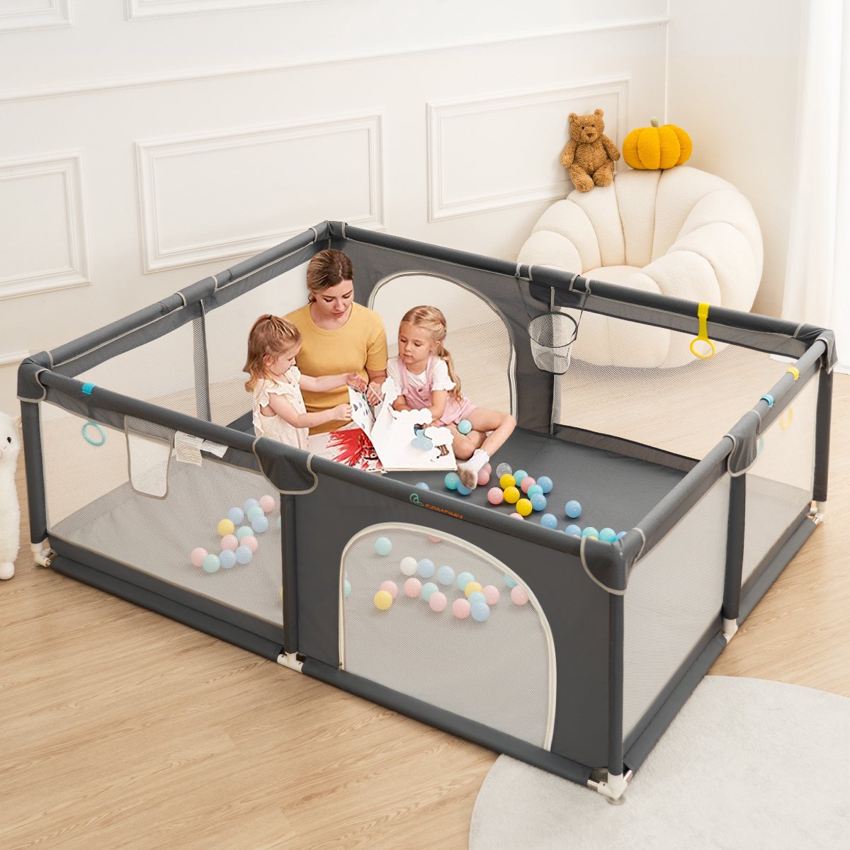 Playpen - Oversized Rectangular Playpen - 180 x 150 cm - Dark Grey