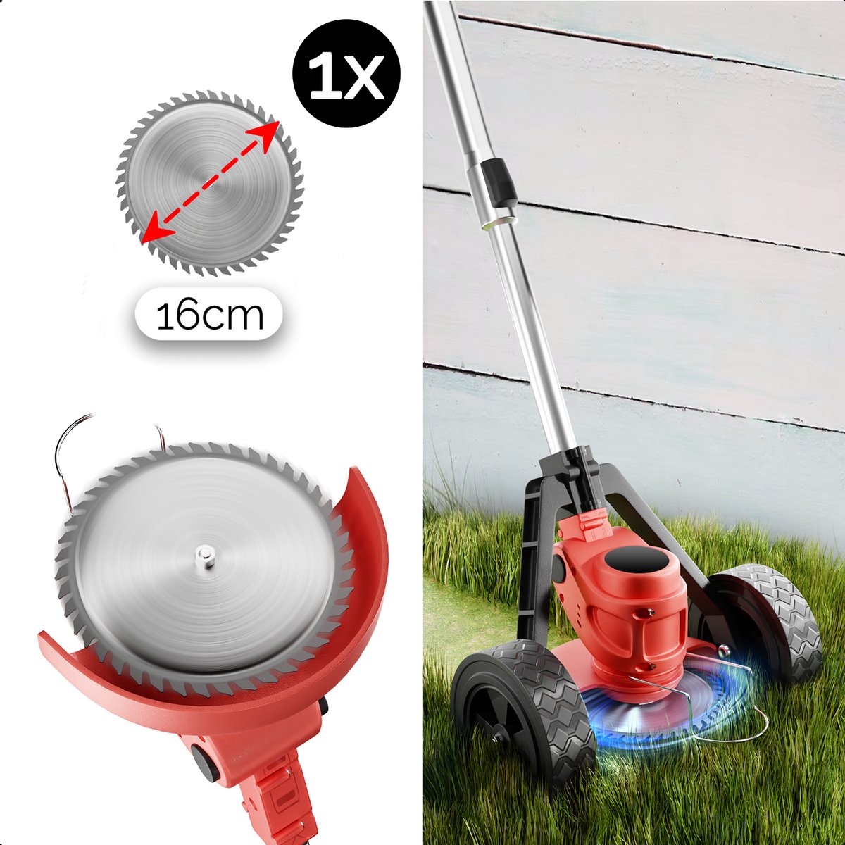 TGT500W-Premium - Grastrimmer - Bosmaaier - Grasmaaier - Op Wielen - Draadloos Met 2x Accu