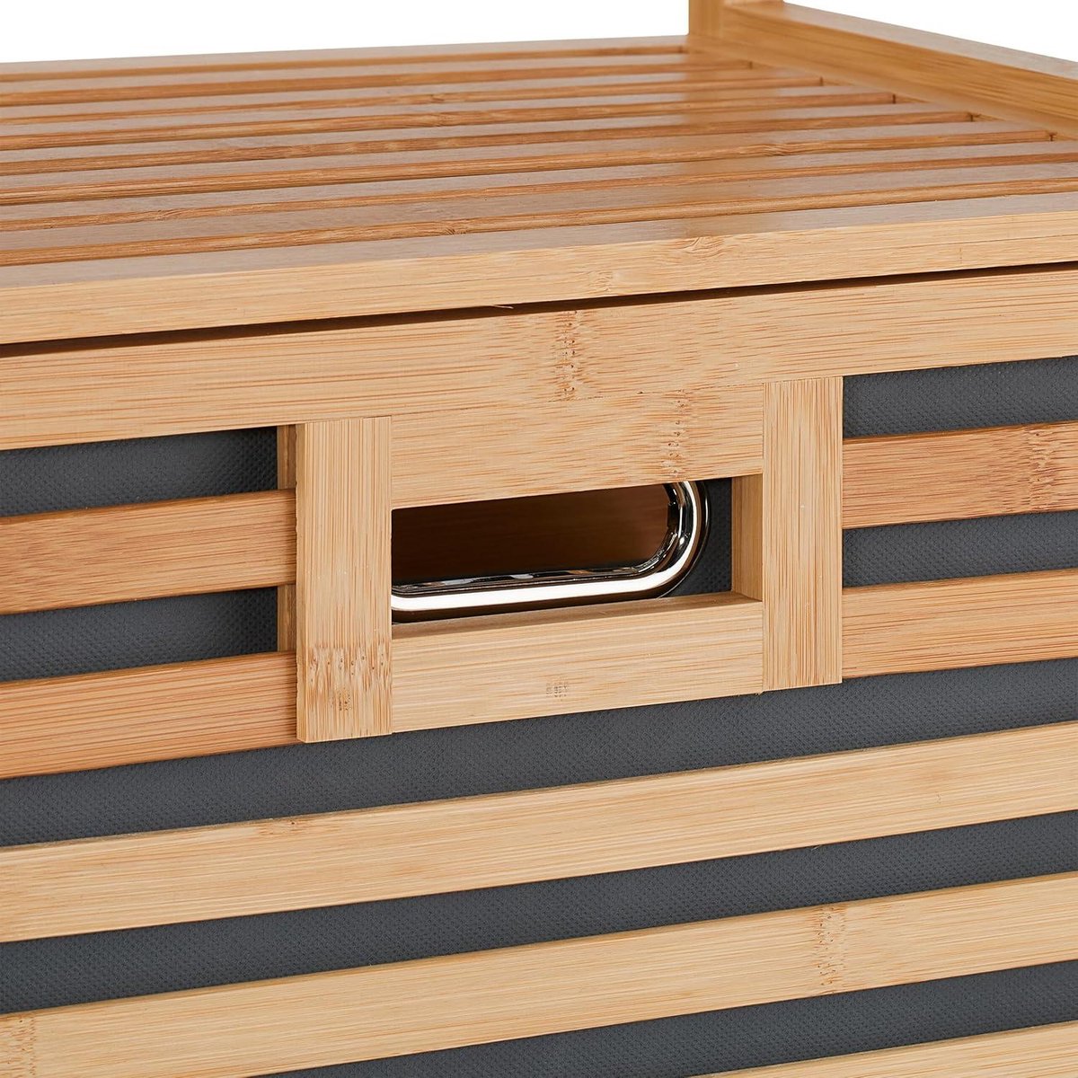 Laundry basket - 2 compartments - tiltable laundry bins - 40 litres per compartment - bamboo and fabric - natural look Laundry basket 3.0