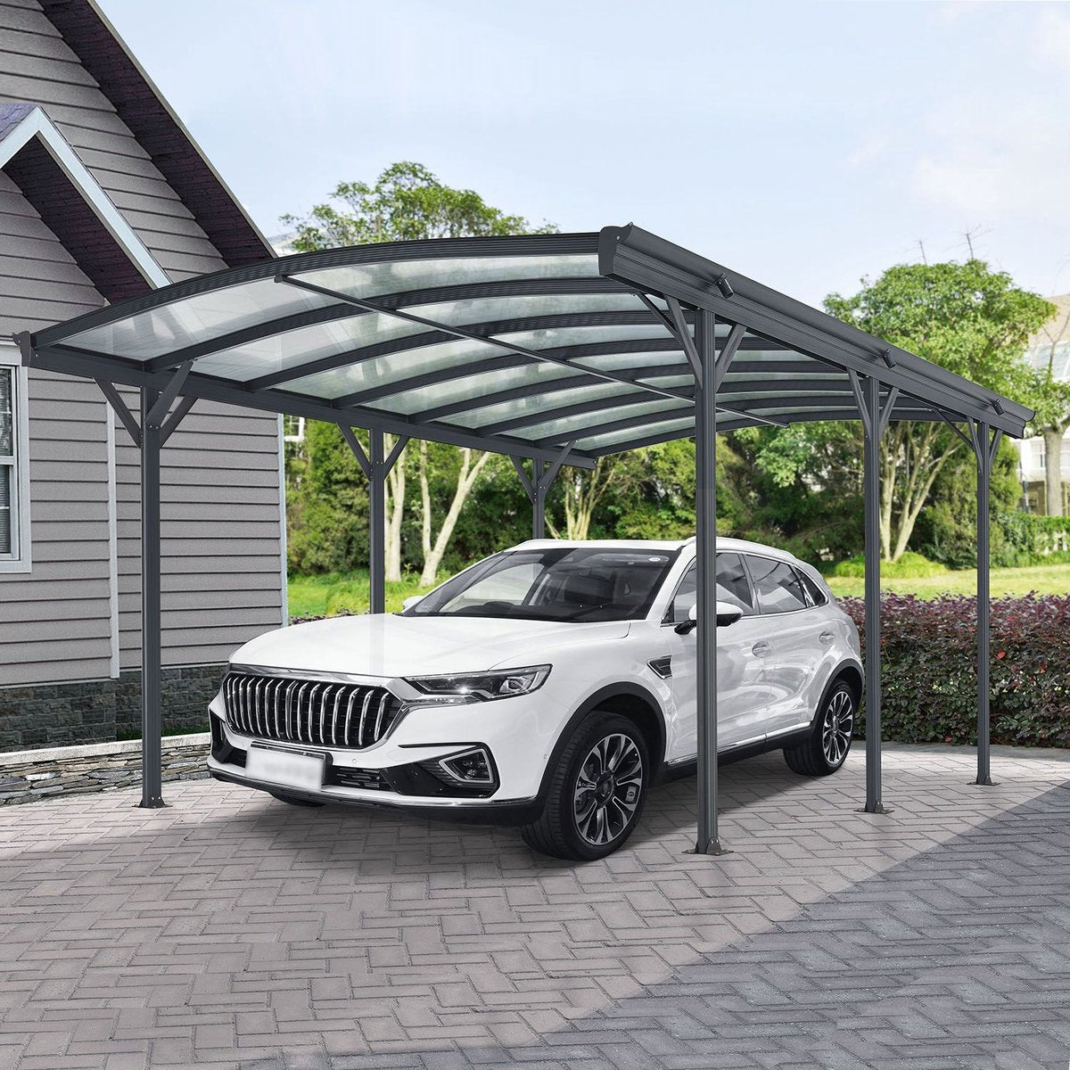 Terrace roof / Carport - Arched roof - 5 x 3 m - Dark grey