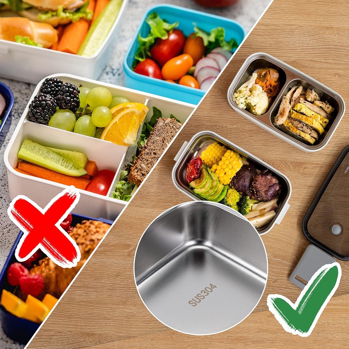 lunchbox volwassenen en kinderen incl. draagtas en bestek Bento Box roestvrij staal met vakken broodtrommel kleuterschool lunch snackbox broodtrommels bananenbox (wit)