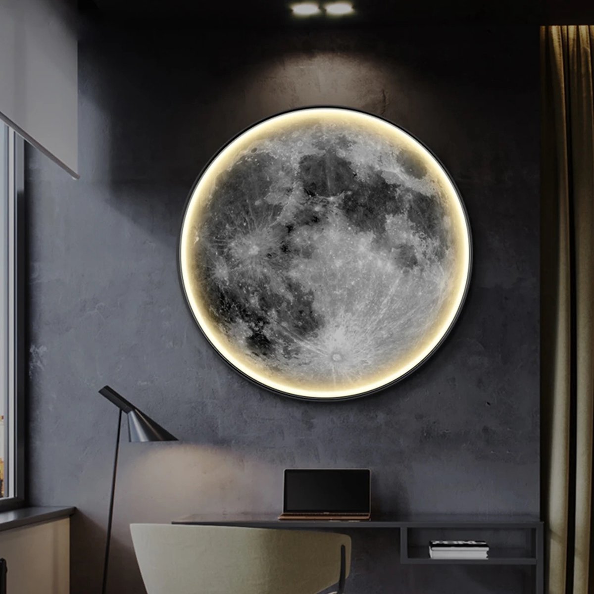 Iralan - Moon Wall Lamp - Ø 60 cm - Dimmable With Remote Control - Bedroom Lamp - Living Room Lamp - Modern Lamp - Led Lamp - Led Ceiling Lamp
