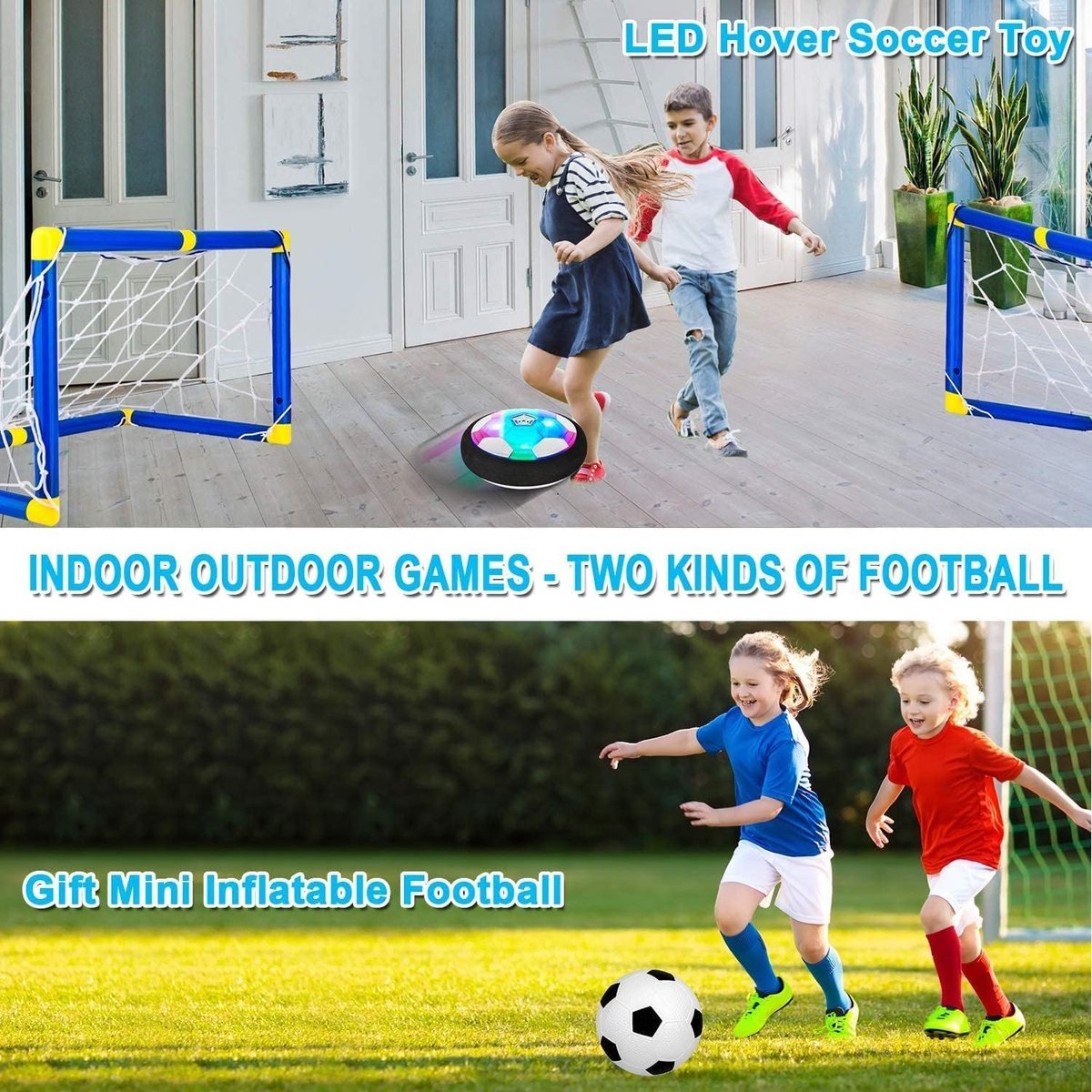 Hover Soccer - Set - Rechargeable - LED Light - Air Soccer - Hover Football - Air Football - Indoor Toy - For Kids - Football