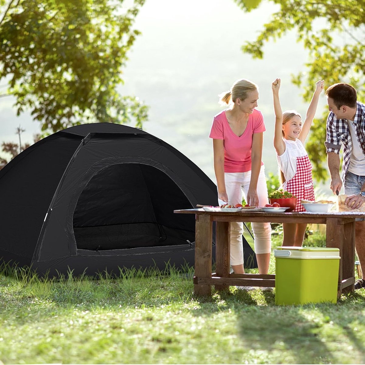 Campingtent, 1-2 personen, waterdicht, winddicht, anti-UV-tent, eenvoudige installatie, strandtent, tent met draagtas, voor buitenfamilie, vloeibare reistent