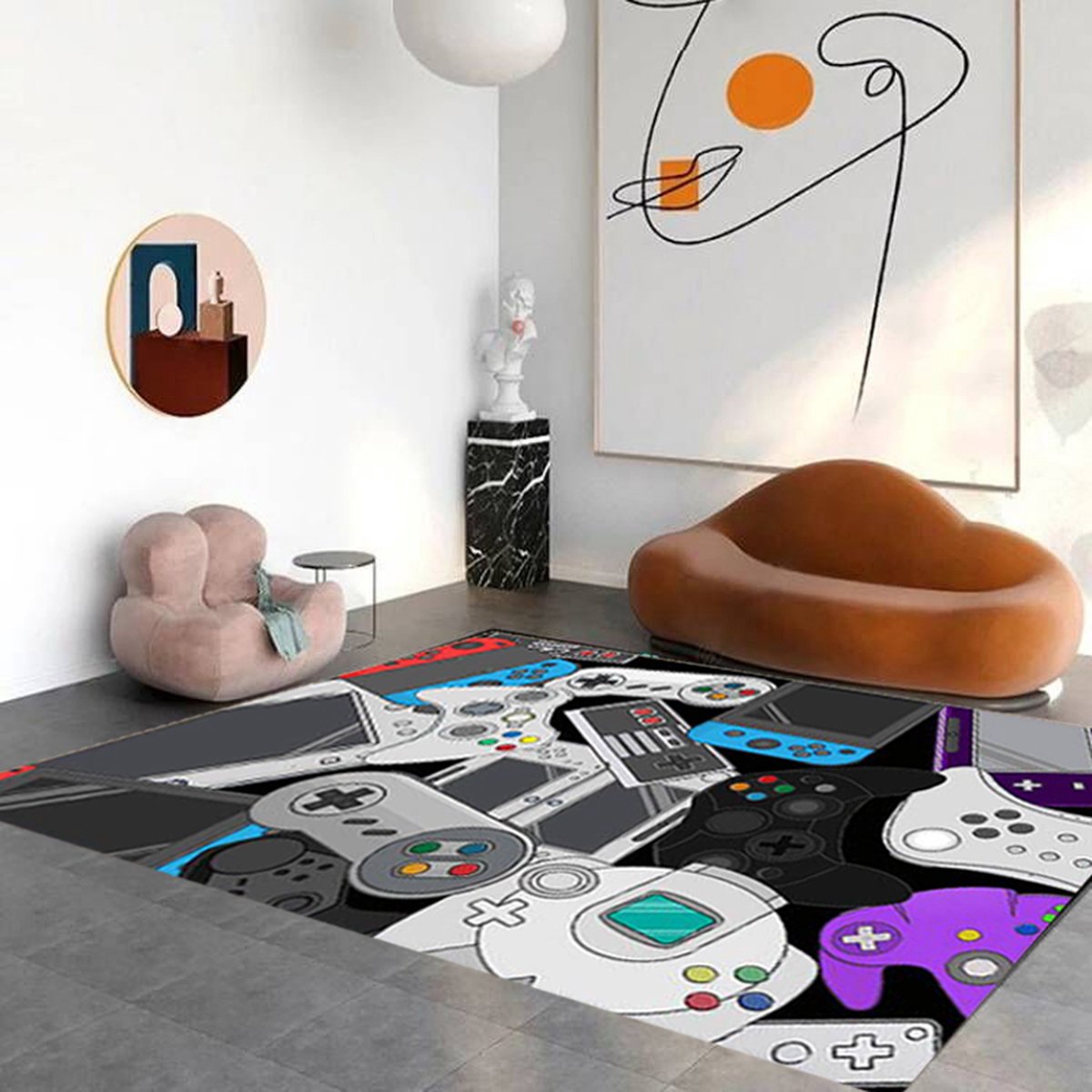 Gaming vloerkleed 100x150cm - Gameconsole design - Ideaal voor de gamekamer, kinderkamer & woonkamer