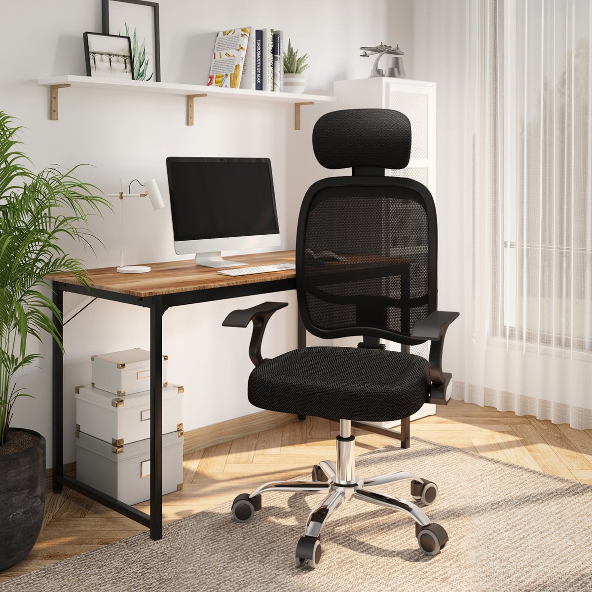 Office Chair - Ergonomic Office Chair - Office Chairs for Adults - 130 kg Max Load - Black