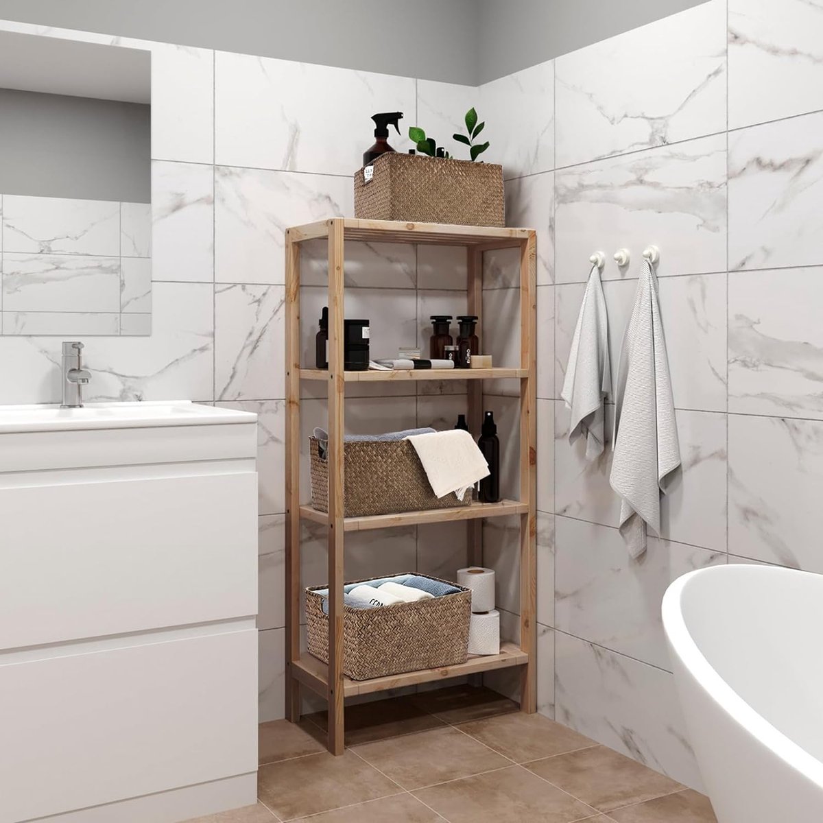 Seagrass Storage Basket Open Basket Living Room Decorative Basket Woven Wicker Fabric Basket Desk Basket Rectangular Bathroom Storage Basket Box, Shelves & Desks