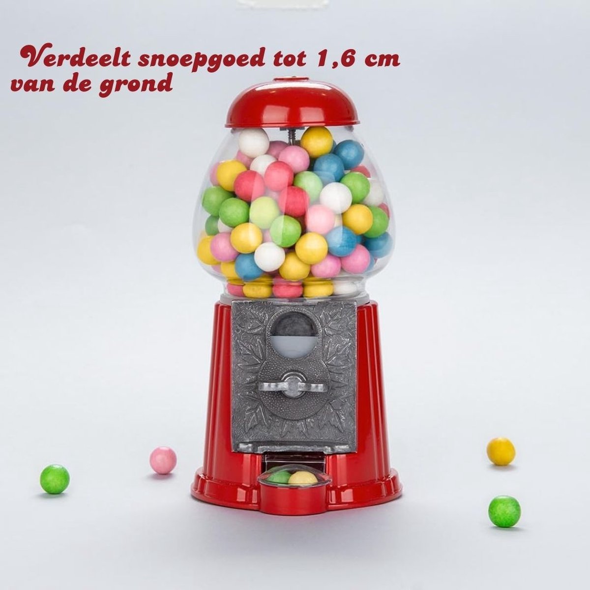 Kauwgomballen Automaat - Snoepmachine - Vendingmachine – Gumball Machine – Snoepautomaat - Candy Grabber – Kauwgomautomaat – Snoepdispenser – Rood – Retro – Aluminium - Circa. 23 Cm
