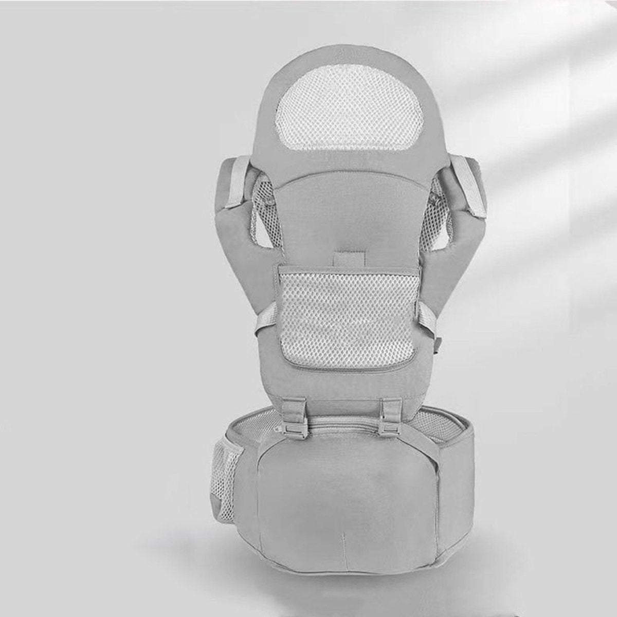 Draagzak, 6-in-1 draagzak, draagzak met heupzitje, lendensteun, ergonomische, verstelbare en afneembare draagzak voor winkelen, wandelen