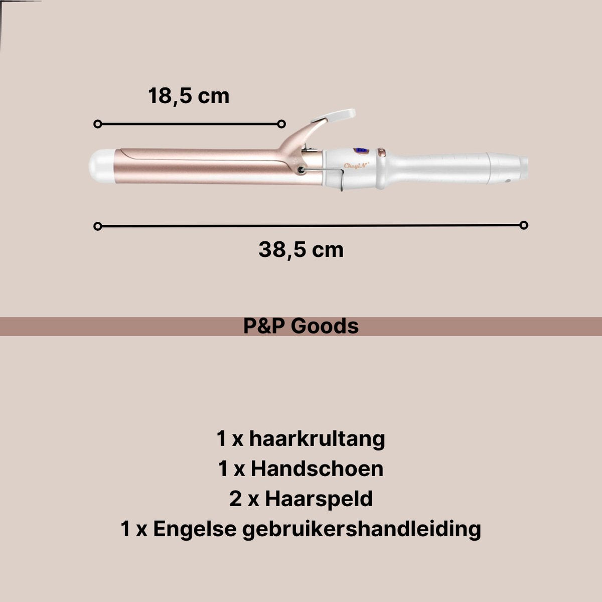 P&P Goods Krultang – Golvenkrultang – Haarborstel – Heteluchtborstel – Hairwrap – Airstyler – Kort & Lang Haar – LED Display – Antislip Handvat – 30 Verschillende Temperatuurinstellingen – Keramisch – Wit